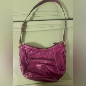 Plum Purple Leather Shoulder Bag